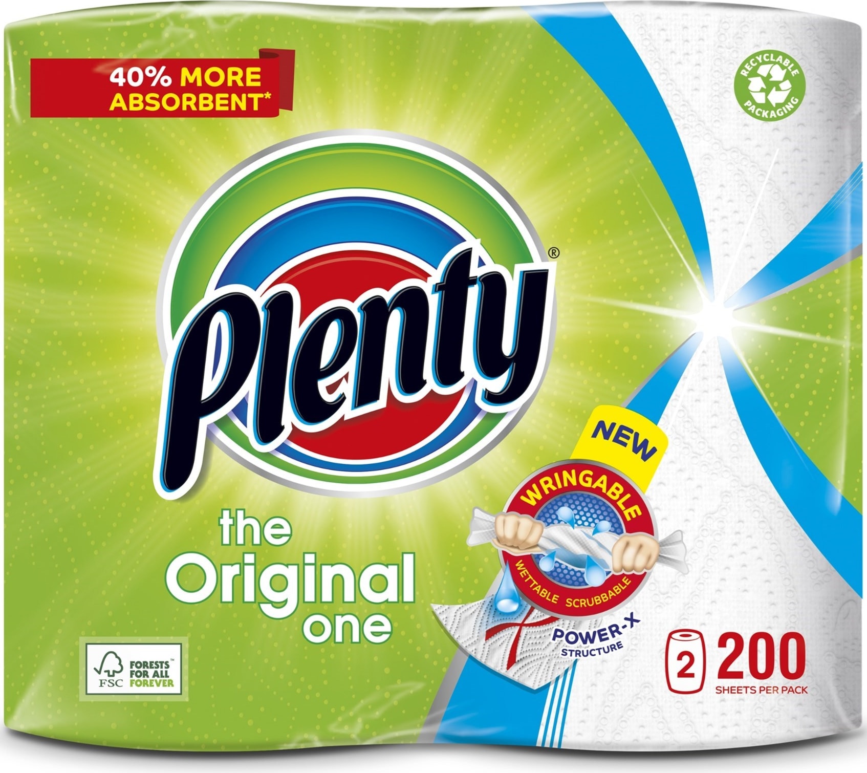 Plenty Kitchen Towel White 3pk 100sht 13621