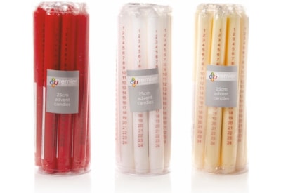 Premier Advent Candle Assorted 25cm Premier Advent Candle Assorted 25cm