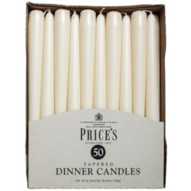 Prices 10" Ivory Tapered Dinner Candle 50s (TDC005016)