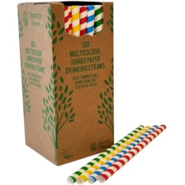 Jumbo Paper Straws Multi Coloured 225mm 100s (PSMCJUMBO)
