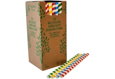 Jumbo Paper Straws Multi Coloured 225mm 100s (PSMCJUMBO)