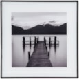 Photo Art Pier w Mountians Glass Black & White (PT4124)