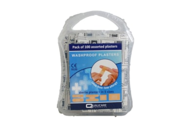 Washproof Plasters Plastic Box Assorted 5 Sizes Washproof Plasters Plastic Box Assorted 5 Sizes