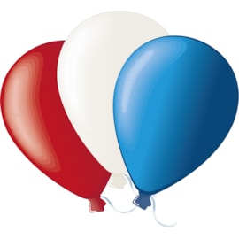 Fantasia Shiny Red/white/blue Balloons 15s 12" (PBSHRWB)