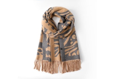 Butterfly Fashion Reversible Leopard & Zebra Scarf Camel