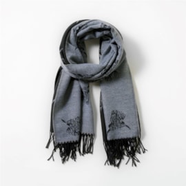 Butterfly Fashion Reversible Highland Cow Scarf Grey