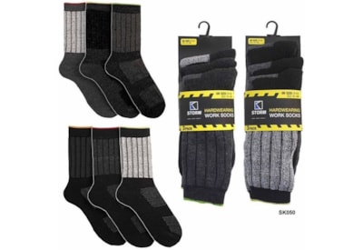 rjm Mens 3pk Work Socks (SK050A)