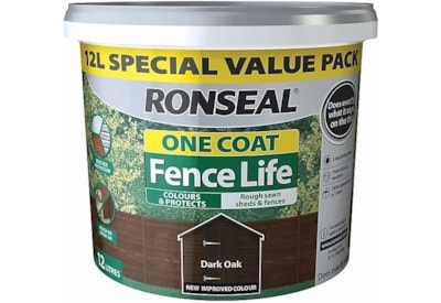Ronseal One Coat Fence Life Dark Oak 12lt (38798)