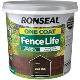 Ronseal One Coat Fence Life Dark Oak 5lt Ronseal One Coat Fence Life Dark Oak 5lt
