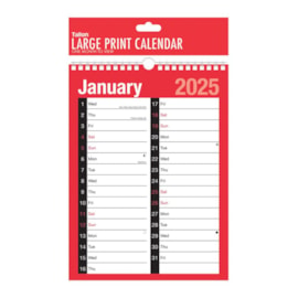 Red And Black Large Print Calendar (3803)