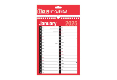 Red And Black Large Print Calendar (3803)