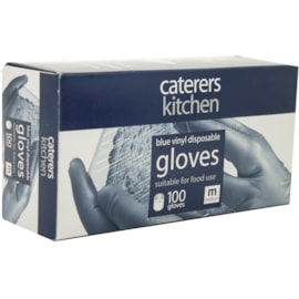 Caterers Kitchen Vinyl Powdered Gloves Blue Medium 100s Caterers Kitchen Vinyl Powdered Gloves Blue Medium 100s