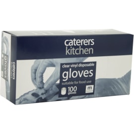 Caterers Kitchen Vinyl Gloves Clear Medium 100s Caterers Kitchen Vinyl Gloves Clear Medium 100s