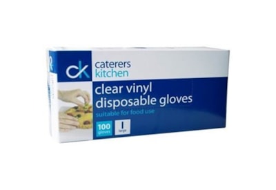 Caterers Kitchen Vinyl Powdered Gloves Clear Large 100s Caterers Kitchen Vinyl Powdered Gloves Clear Large 100s