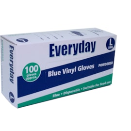 Everyday Powdered Blue Vinyl Gloves  Large L (10360)