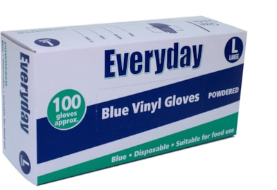 Everyday Powdered Blue Vinyl Gloves  Large L (10360)