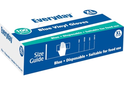Everyday Powdered Blue Vinyl Gloves  X Large Xl (10361)