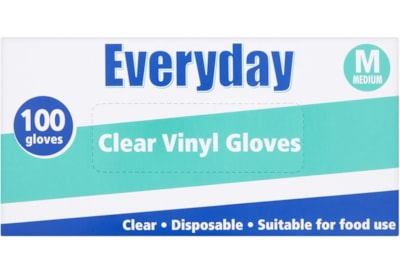 Everyday Clear Vinyl Powdered Gloves 100's Med (10363)