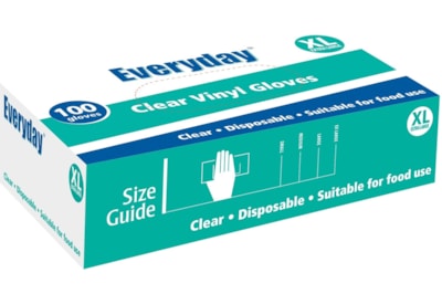 Everyday Clear Vinyl Powdered Gloves 100's Xl Everyday Clear Vinyl Powdered Gloves 100's Xl