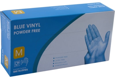 Blue Vinyl Gloves Powder Free 100's Med (10709)