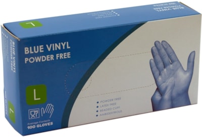 Blue Vinyl Gloves Powder Free 100's Large (10710)