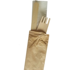 Eco-friendly Wrapped Wooden Cutlery 250s (10929)