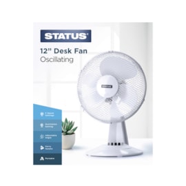 Status 12" White Desk Fan