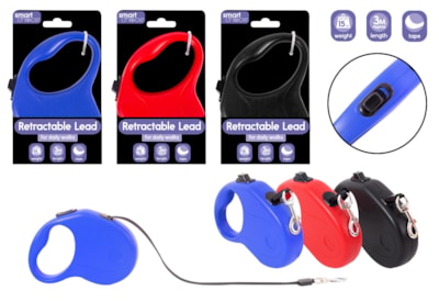 Smart Choice Retractable Tape Dog Lead 15kg 3 Colours 3m Smart Choice Retractable Tape Dog Lead 15kg 3 Colours 3m