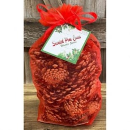 Scented Pine Cones In Red Organza Bag Scented Pine Cones In Red Organza Bag