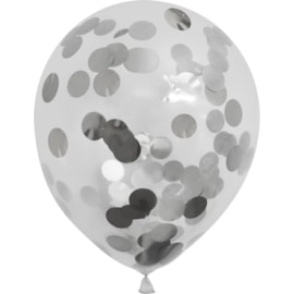 Pre-loaded Silver Confetti Balloons 6s (CB01S)
