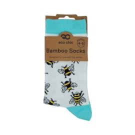 Eco Chic White Bumble Bee Bamboo Socks 4-8 (SK01WT)