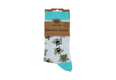 Eco Chic White Bumble Bee Bamboo Socks 4-8
