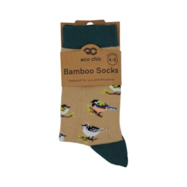 Eco Chic Beige Wild Birds Bamboo Socks 4-8 Eco Chic Beige Wild Birds Bamboo Socks 4-8