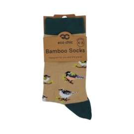 Eco Chic Beige Wild Birds Bamboo Socks 4-8 (SK03BG)
