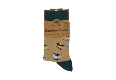 Eco Chic Beige Wild Birds Bamboo Socks 4-8 Eco Chic Beige Wild Birds Bamboo Socks 4-8