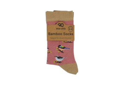 Eco Chic Pink Wild Birds Bamboo Socks 4-8 (SK03PK)