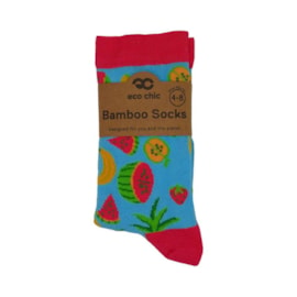 Eco Chic Blue Mixed Fruit Medley Bamboo Socks 4-8 (SK04BU)