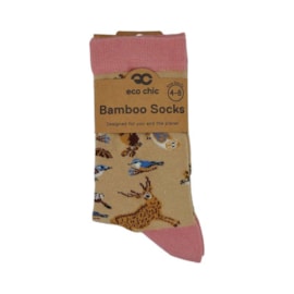 Eco Chic Beige Woodland Natives Bamboo Socks 4-8 (SK07BG)