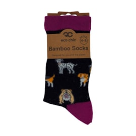 Eco Chic Black Dog Bamboo Socks 4-8 (SK08BK)
