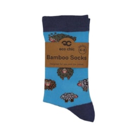 Eco Chic Blue Cute Sheep Bamboo Socks 4-8 (SK09BU)