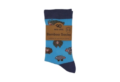 Eco Chic Blue Cute Sheep Bamboo Socks 4-8 (SK09BU)