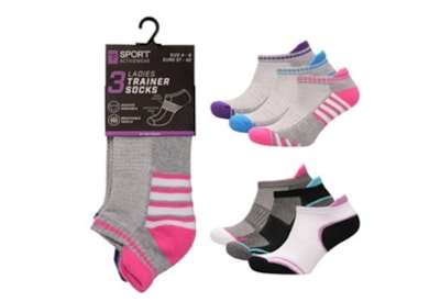 Ladies Half Terry Trainer Socks Asst 3pk Ladies Half Terry Trainer Socks Asst 3pk