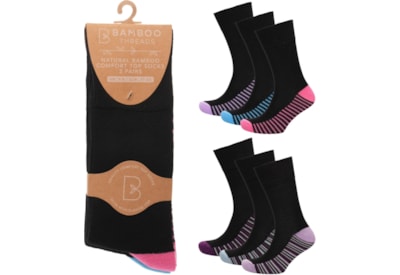 Ladies 3 Pack Bamboo H&t Non Elastic Socks (SK1044)