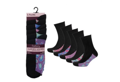 Ladies 5 Pack H & T Socks w Camo Ladies 5 Pack H & T Socks w Camo