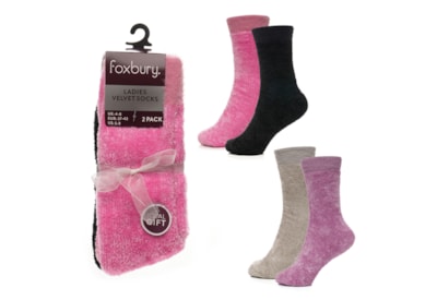 Ladies 2pk Chenille Velvet Socks Ladies 2pk Chenille Velvet Socks