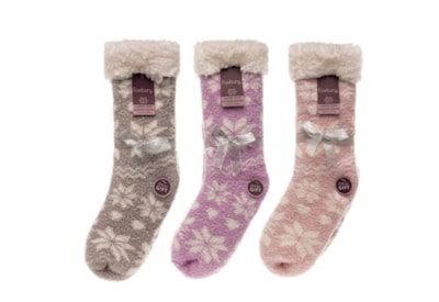 Ladies Fairisle Print Cosy Slipper Socks Ladies Fairisle Print Cosy Slipper Socks