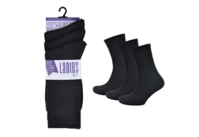 Ladies 3pk Black Socks (size Uk4-7) Ladies 3pk Black Socks (size Uk4-7)