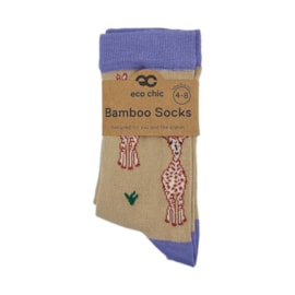 Eco Chic Beige Giraffes Bamboo Socks 4-8 (SK14BG)