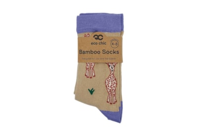 Eco Chic Beige Giraffes Bamboo Socks 4-8 (SK14BG)