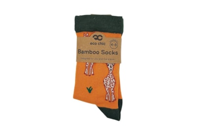 Eco Chic Orange Giraffes Bamboo Socks 4-8 Eco Chic Orange Giraffes Bamboo Socks 4-8